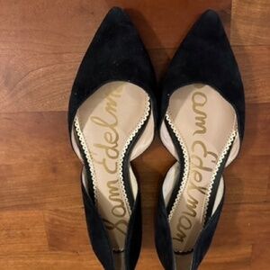 Sam Edelman Rodney D'orsay Ballet Flat Ballerina Black Suede Pointed Toe